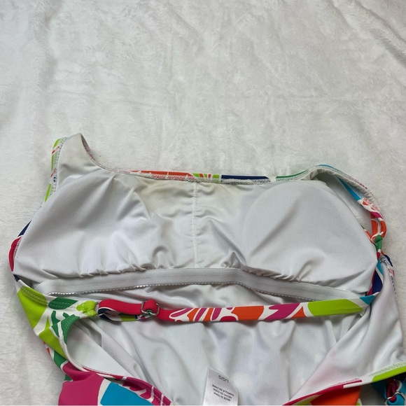 NAUTICA Tropical Open Back Criss Cross Vibrant One Piece Bathing Suit - Picture 15 of 16